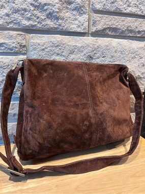 Vintage Meyers New York Brown Suede Shoulder Bag with Attached Coin Purse